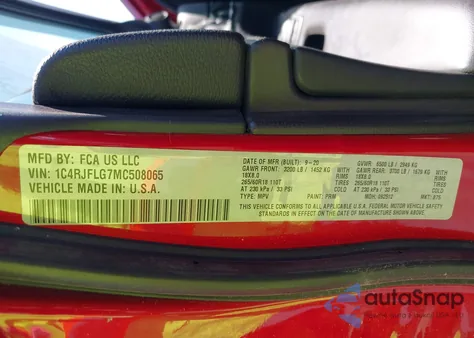 2021 Jeep Grand Cherokee Trailhawk 4X4 из США, поврежденный, VIN 1C4RJFLG7MC508065